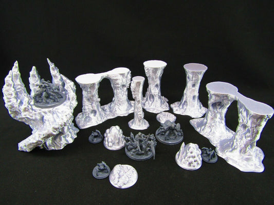 Spider Lair w/ Spiders & Spider Elf Hybrids Scatter Terrain Scenery 3D Print