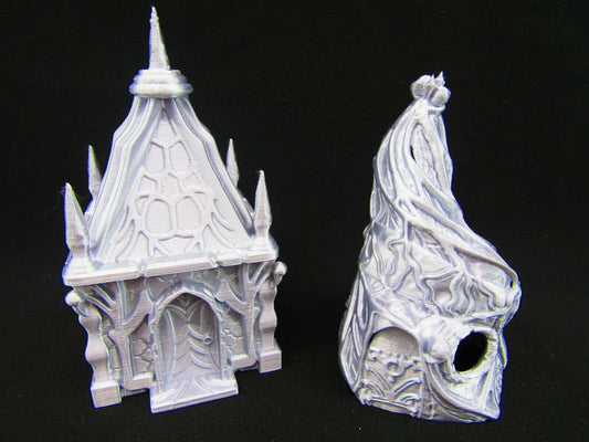 Small Dark Elf Hut Houses Pair Scatter Terrain Scenery 3D Printed Mini Miniature