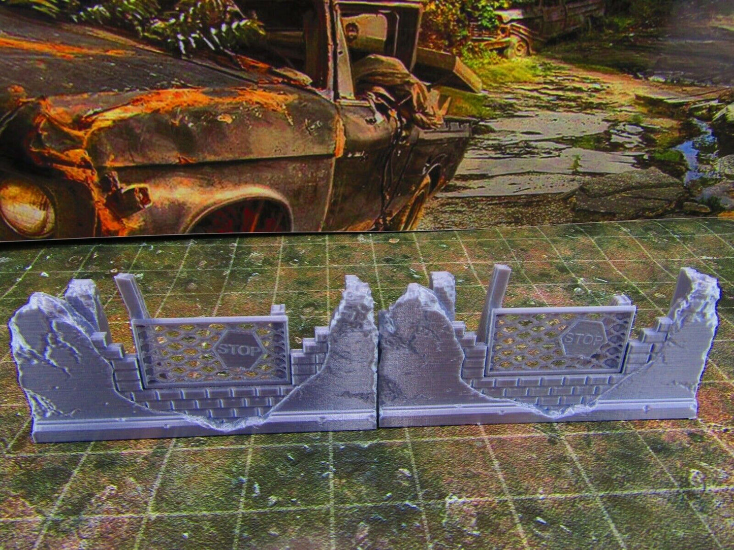 2pc Building Rubble Straight Brick Wall B Scatter Terrain Scenery Wasteland