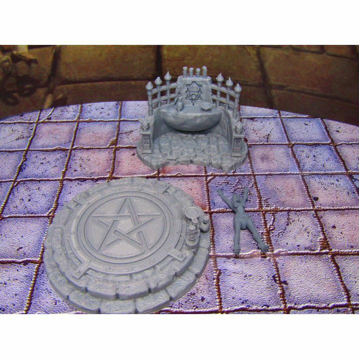 Sacrificial Pentagram Seal w Victim & Altar Dungeon Scenery Scatter Terrain