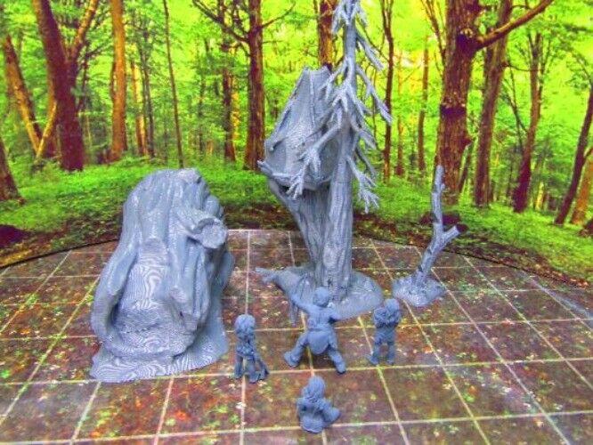 Prehistoric Tribal Family & Home Scatter Terrain Scenery 3D Print