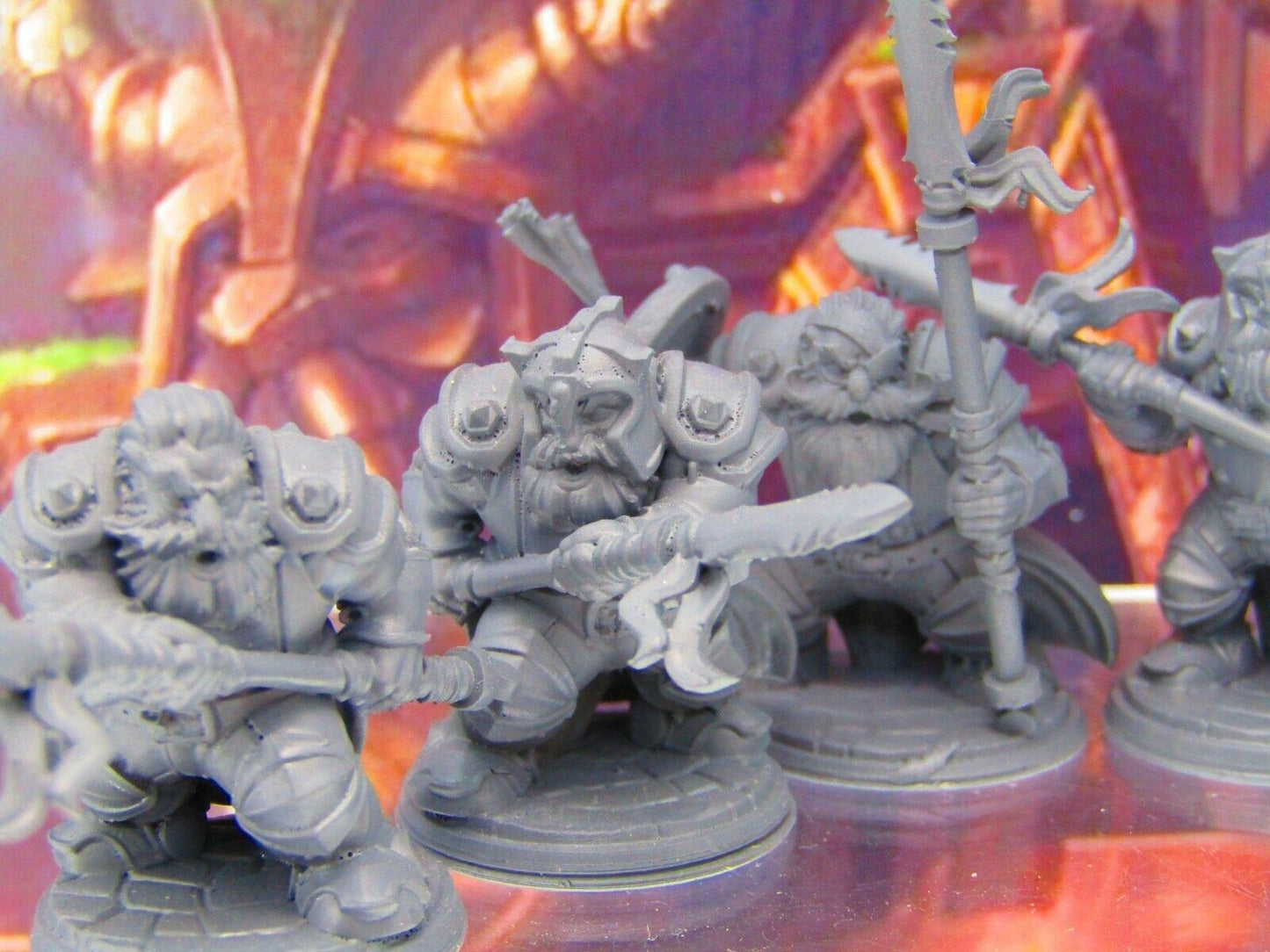 6pc Dwarf Spearmen Fighters Soldiers Mini Miniature Figure 3D Printed Model DnD