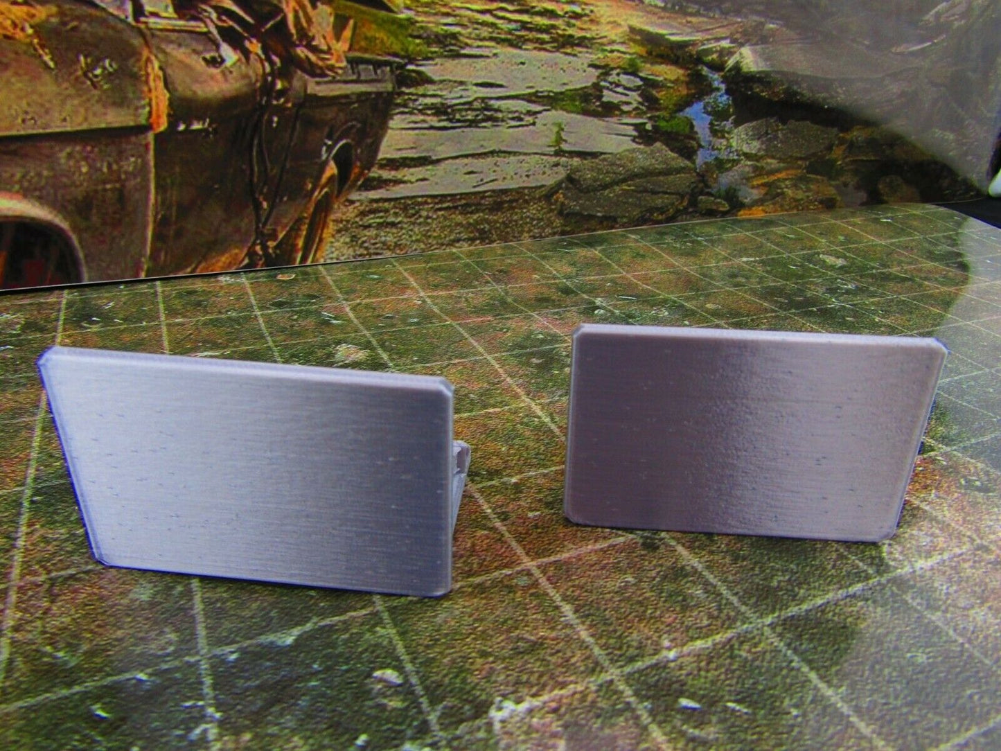 2pc Metal Barrier / Shield Wide Scatter Terrain Scenery Wasteland Apocalypse