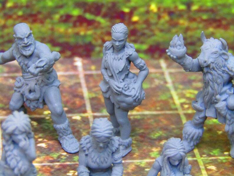 11pc Prehistoric Villager Tribe Set Mini Miniature 3D Printed Figure Model
