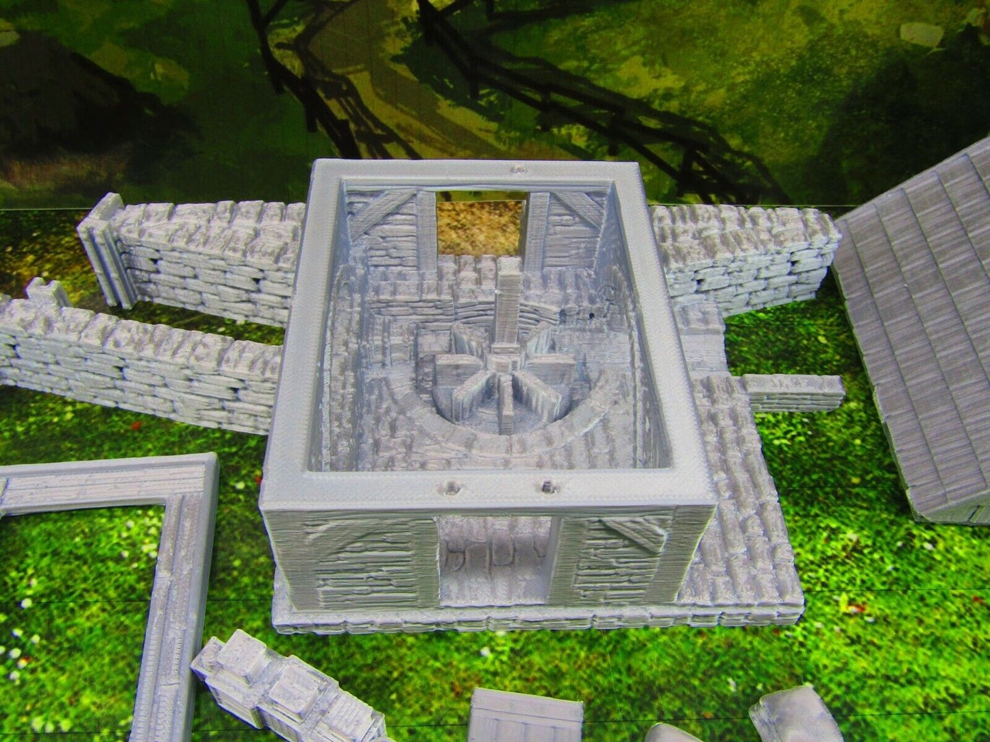 River Grist Mill Grainery Scatter Terrain Scenery 3D Printed Model 28/32mm Scale