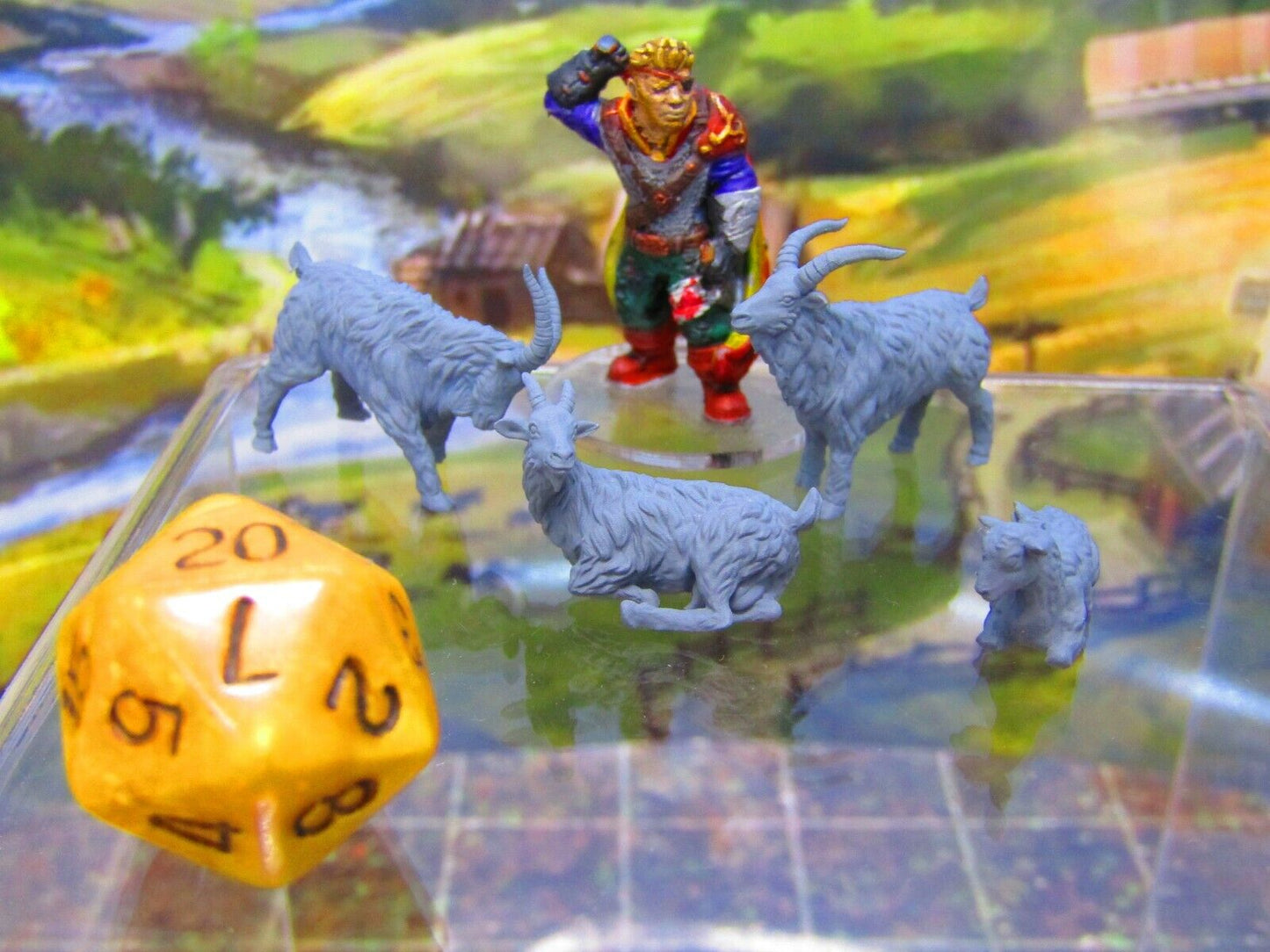 4pc Goats Set Farm Animals LIvestock Mini Miniature 3D Printed Figure Model