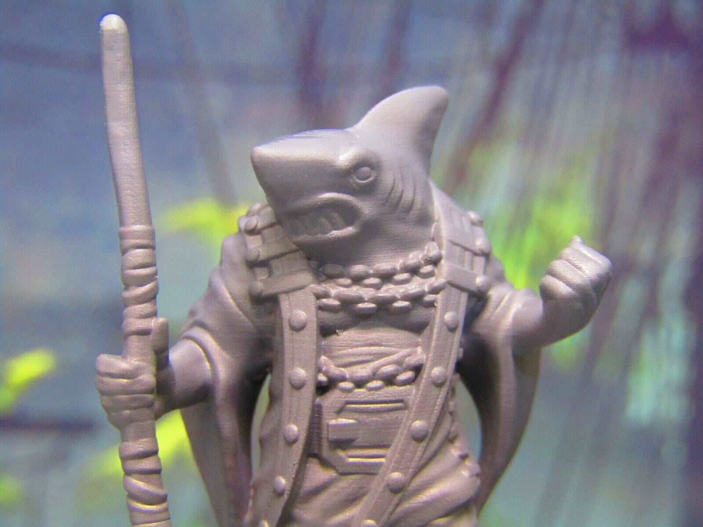 Sharkman Pirate w/ Trident Spear Mini Miniature Figure 3D Printed Model 28/32mm