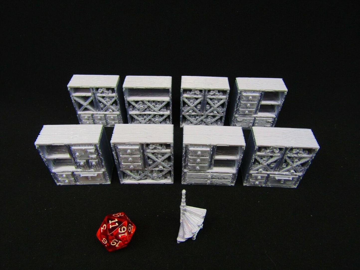 8pc Medium Shelves & Stairs Scatter Terrain Scenery 3D Printed Mini Miniature