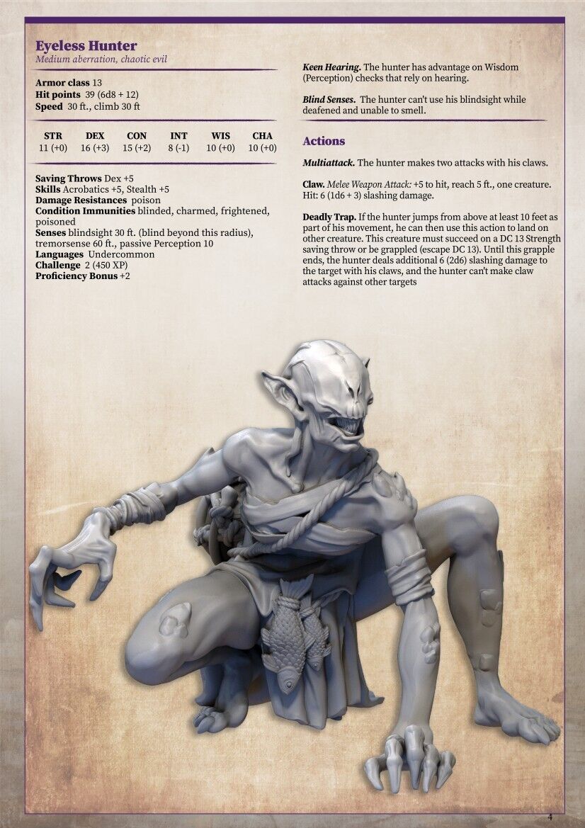 Eyeless Warrior Mini Miniature Model Figure RPG Tabletop Gaming D&D etc