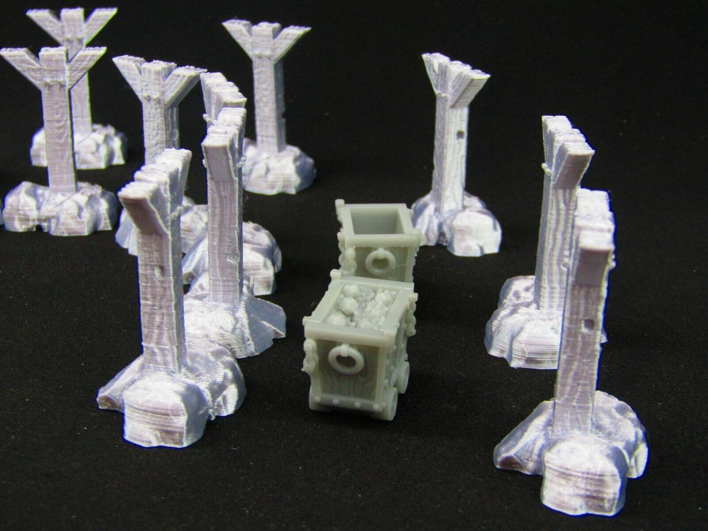 18pc Mine Supports and Carts Set Scatter Terrain Scenery 3D Printed Mini