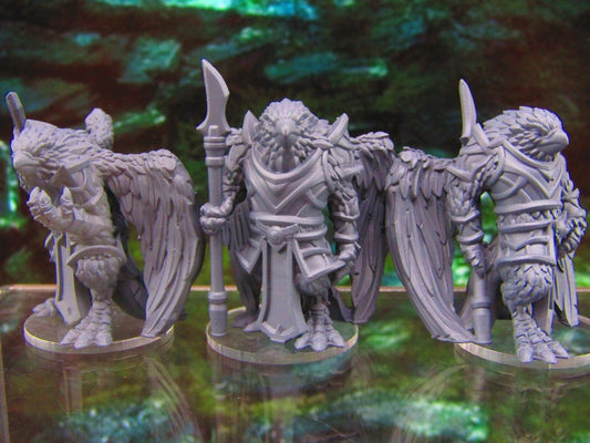 3pc Aarakocra Birdmen Warriors Mini Miniatures 3D Printed Model 28/32mm Scale