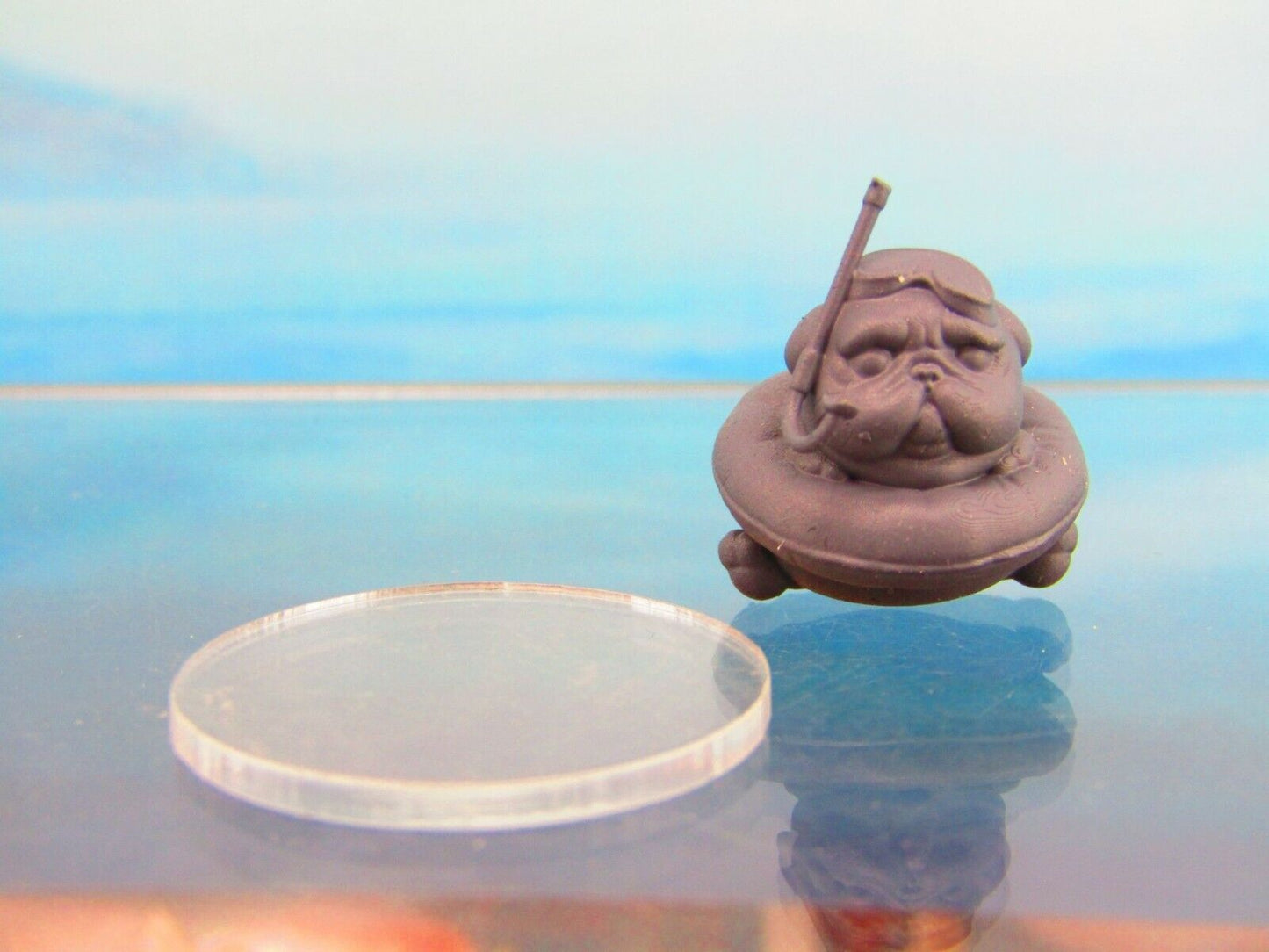 Summertime Fun Pug Dog Companion Pet Familiar Mini Miniature Figure 3D Printed