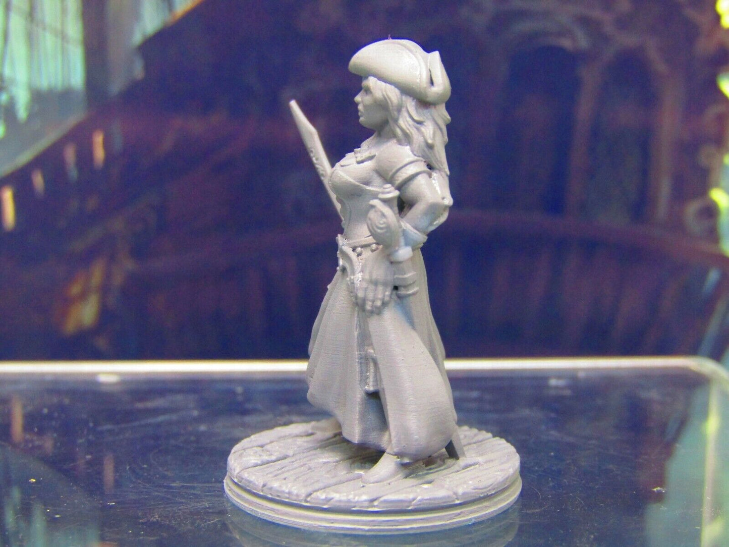 Human Pirate Female Captain Mini Miniature Figure 3D Printed Model 28/32mm Scale