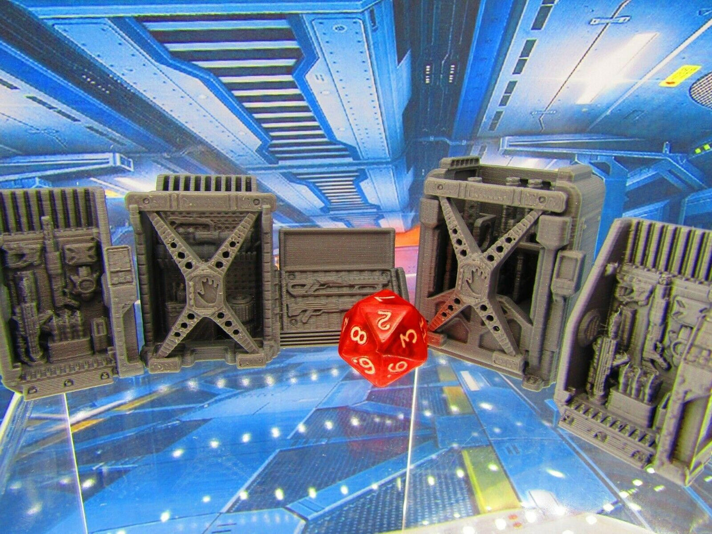 6pc Weapons Arms Racks Armory Miniatures 3D Printed Model 28/32mm Scale Sci Fi