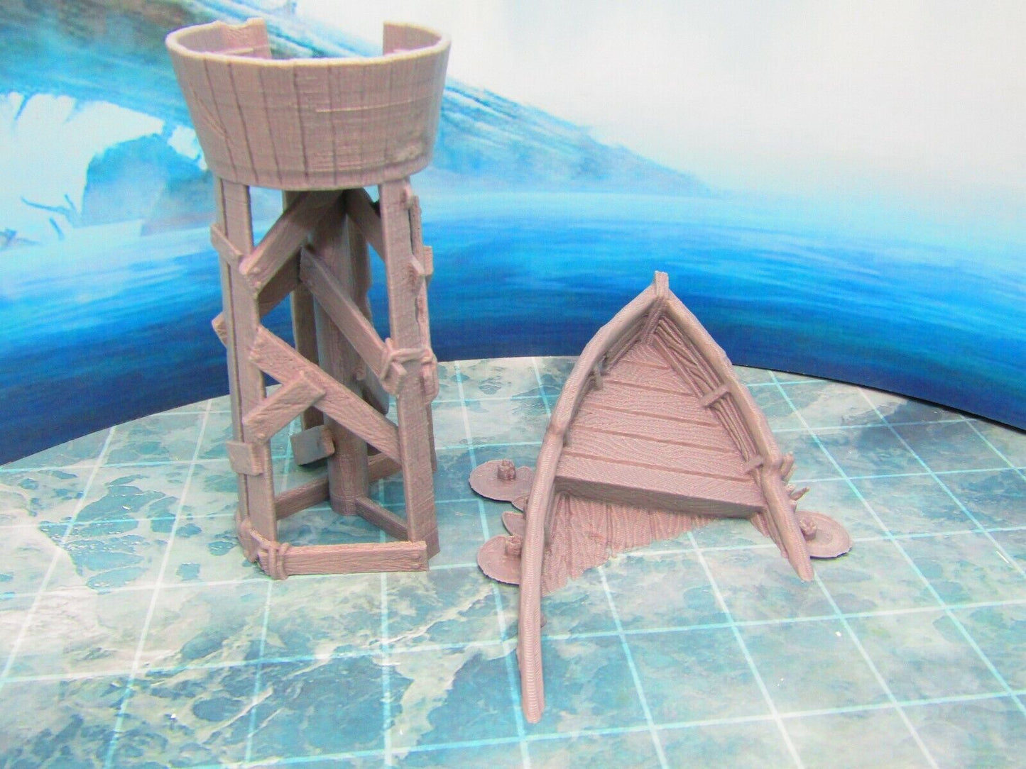 Sunken Boat w/ Crow's Nest Watchtower Scatter Terrain Scenery