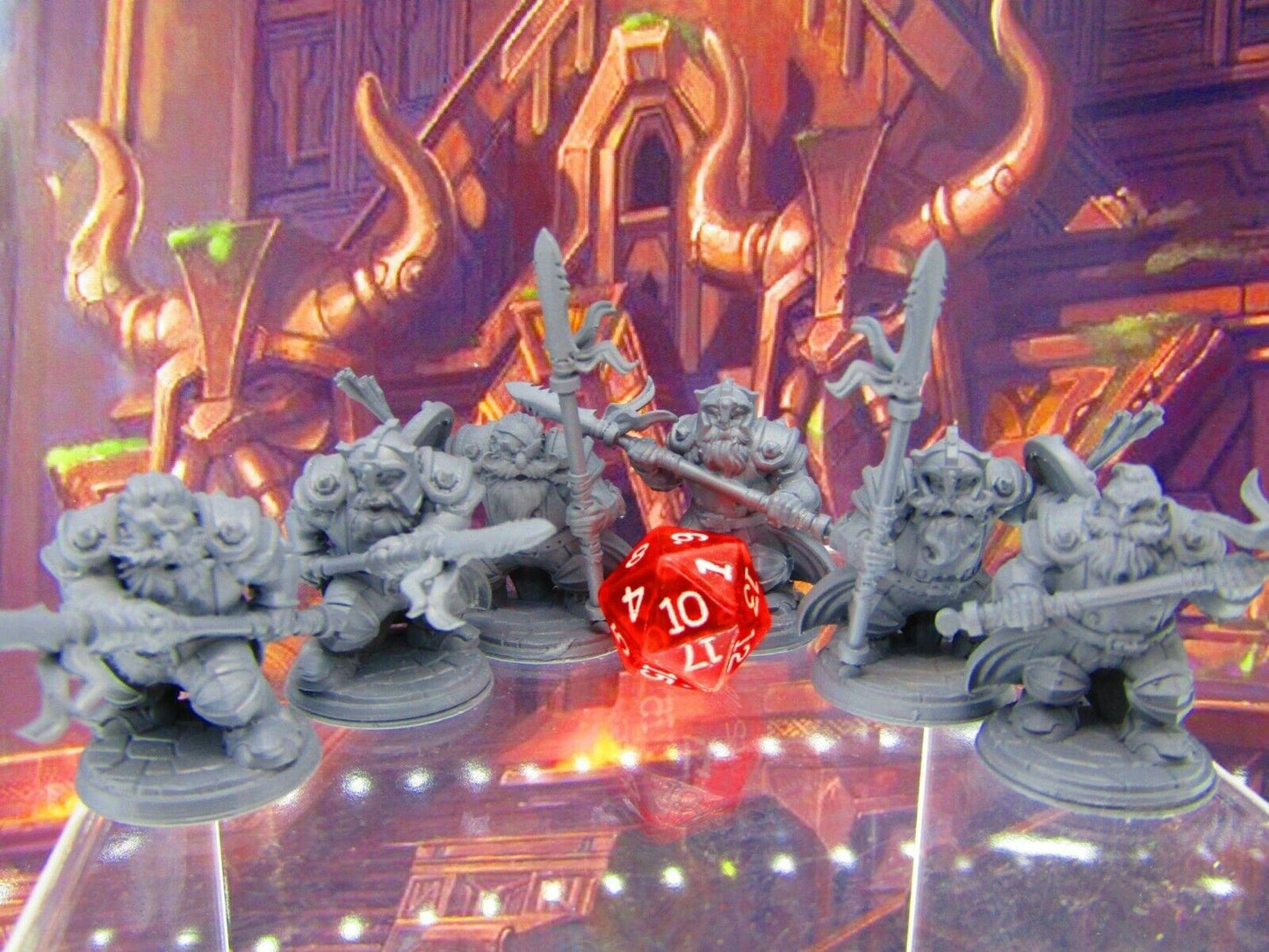 6pc Dwarf Spearmen Fighters Soldiers Mini Miniature Figure 3D Printed Model DnD