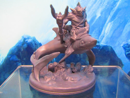 Sea Devil Rider on Shark Mount Mini Miniature Figure 3D Printed Model 28/32mm