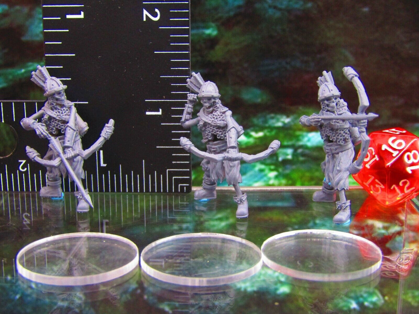 3pc Undead Skeletal Archers Bowmen Soldiers Skeletons Mini Miniatures 3D Printed