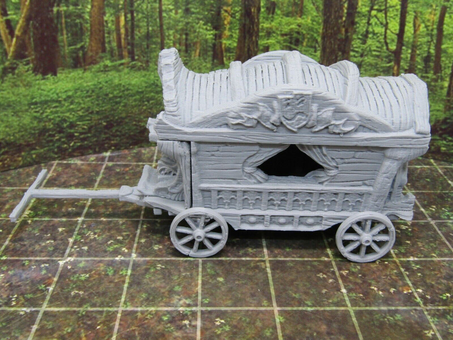 Travelling Merchant's Wagon & Horses Scenery Terrain 3D Printed Model 28/32mm