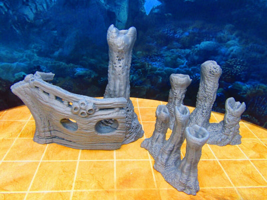 3pc Underwater Steam Vents + Shipwreck Scatter Terrain Scenery 3D Printed Model