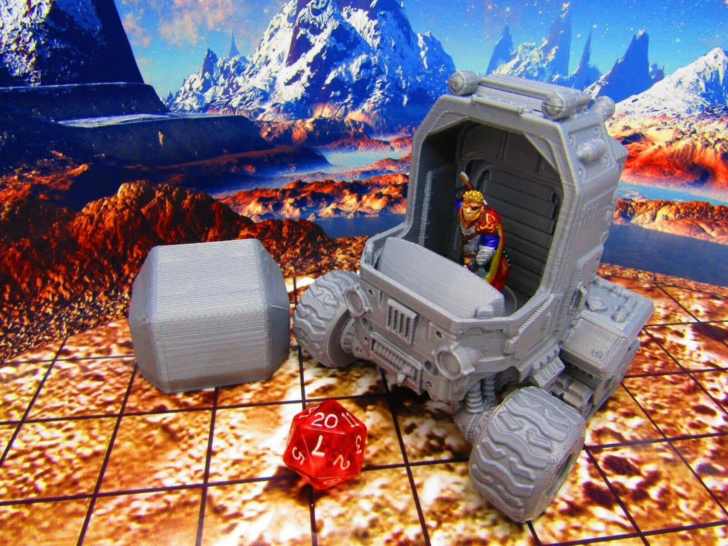 Rover Explorer Truck ATV Vehicle Terrain Scenery Miniature 3D Printed Model