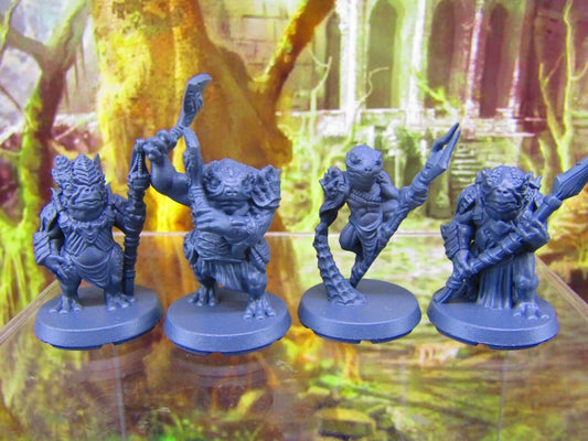 4pc Bullywug Frogman Party Mini Miniatures 3D Printed Resin Model Figure 28/32mm