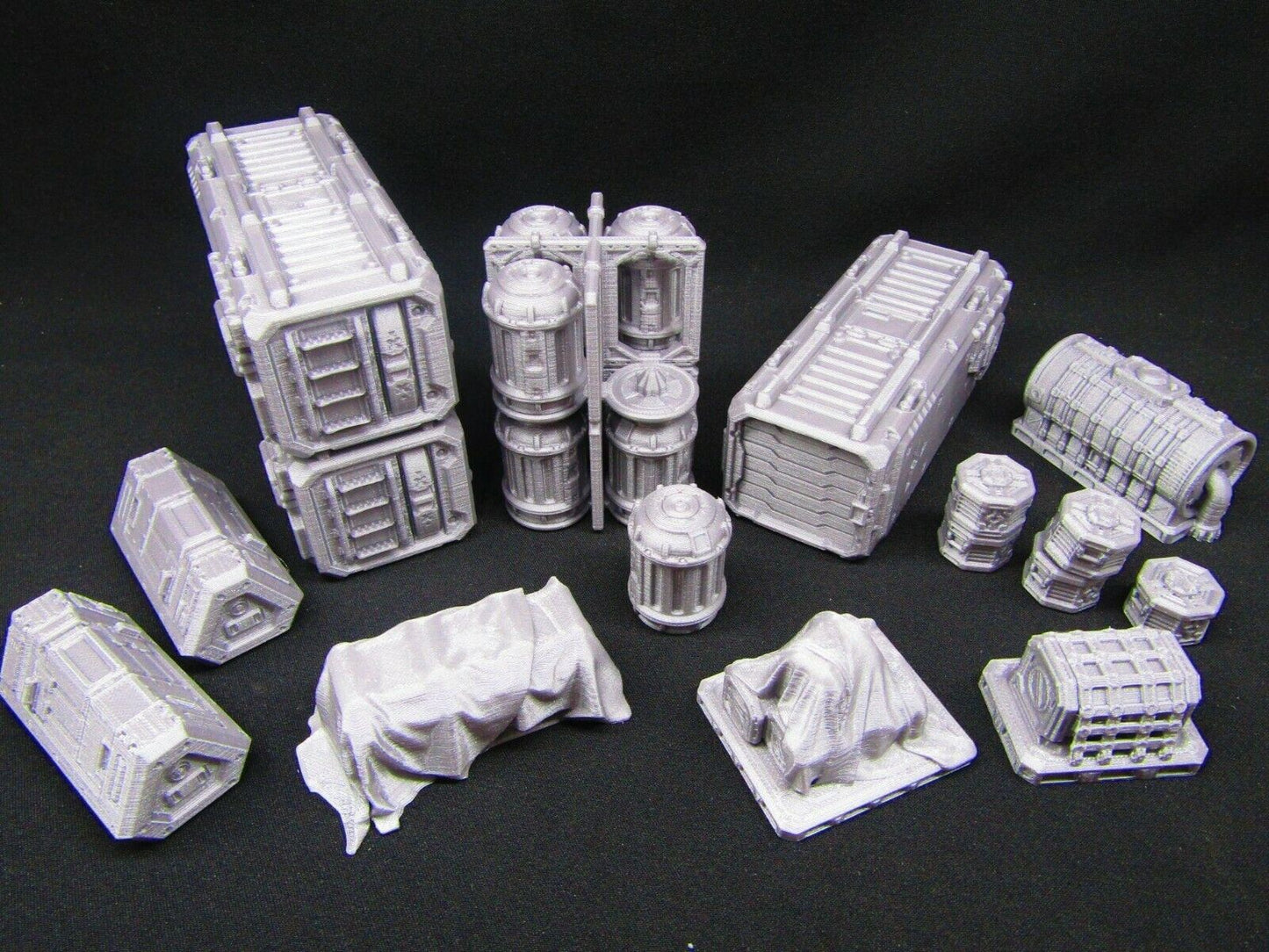 24pc Shipping Docks Cargo Set Scenery Scatter Terrain 3D Printed Model 28/32mm