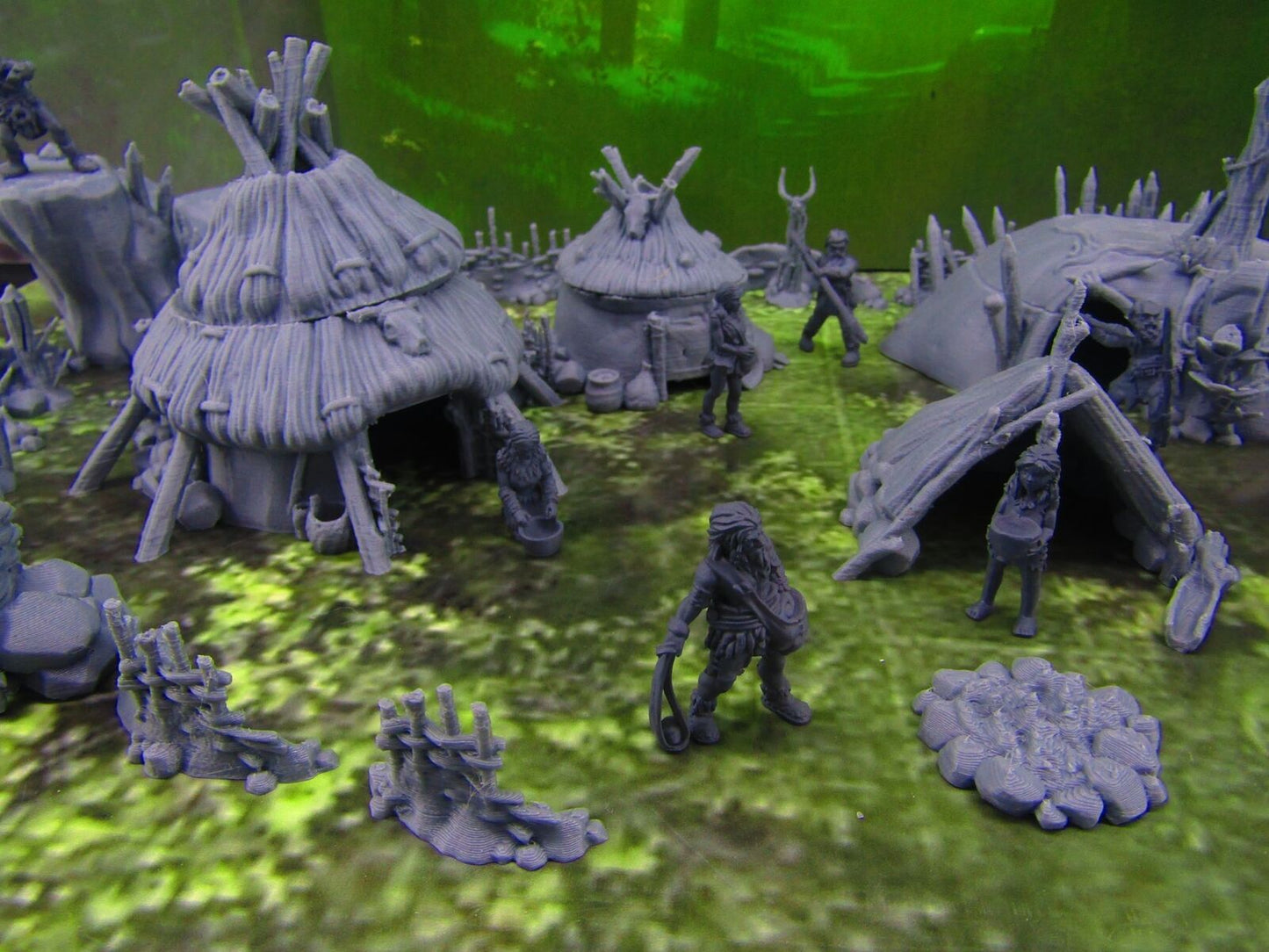 Prehistoric Caveman Tribal Village Rampart Set Mini Miniature Model Character