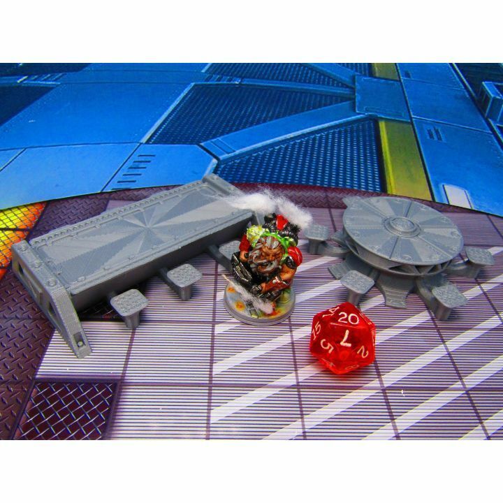 2 pc Futuristic Meeting Tables Set Miniature Scatter Terrain Scenery 3D Printed