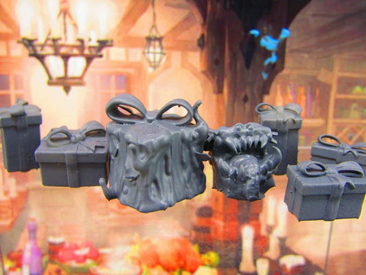 7pc Christmas Present Booby Trap Set Scatter Terrain Scenery Tabletop Gaming