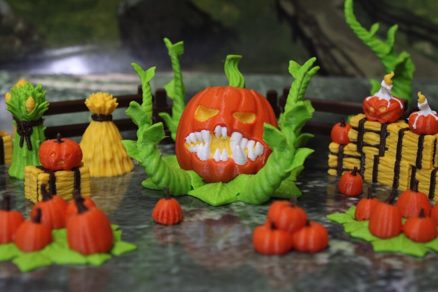 32pc Color Patchmaster Pumpkin Monster Jack o Lantern Encounter Scatter Terrain