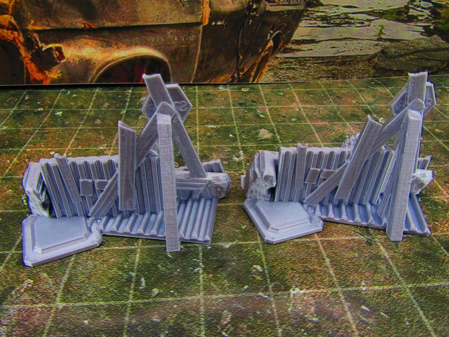 2pc Building Rubble Straight Brick Barricade Scatter Terrain Scenery Wasteland A