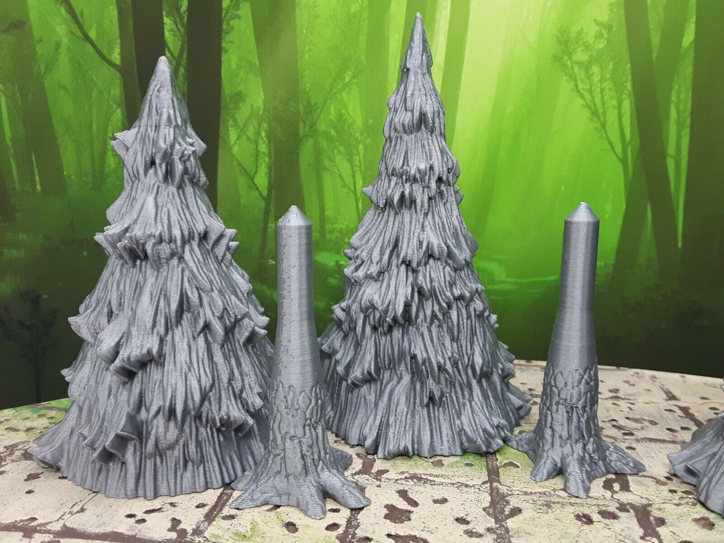 3x Pine Tree Set Scenery Scatter Terrain Miniature Mini Model Dungeons & Dragons