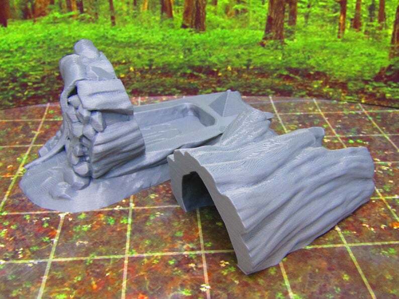 Hollowed Log Tree House Hut Scatter Terrain Scenery 3D Printed Figure Model