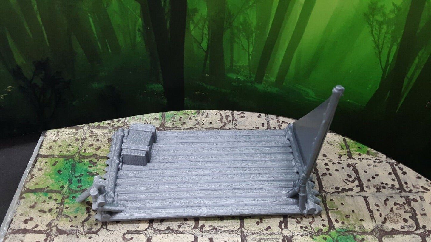 Boat Raft w/ Sail for Dungeons & Dragons Tabletop RPG Gaming 28mm Miniature