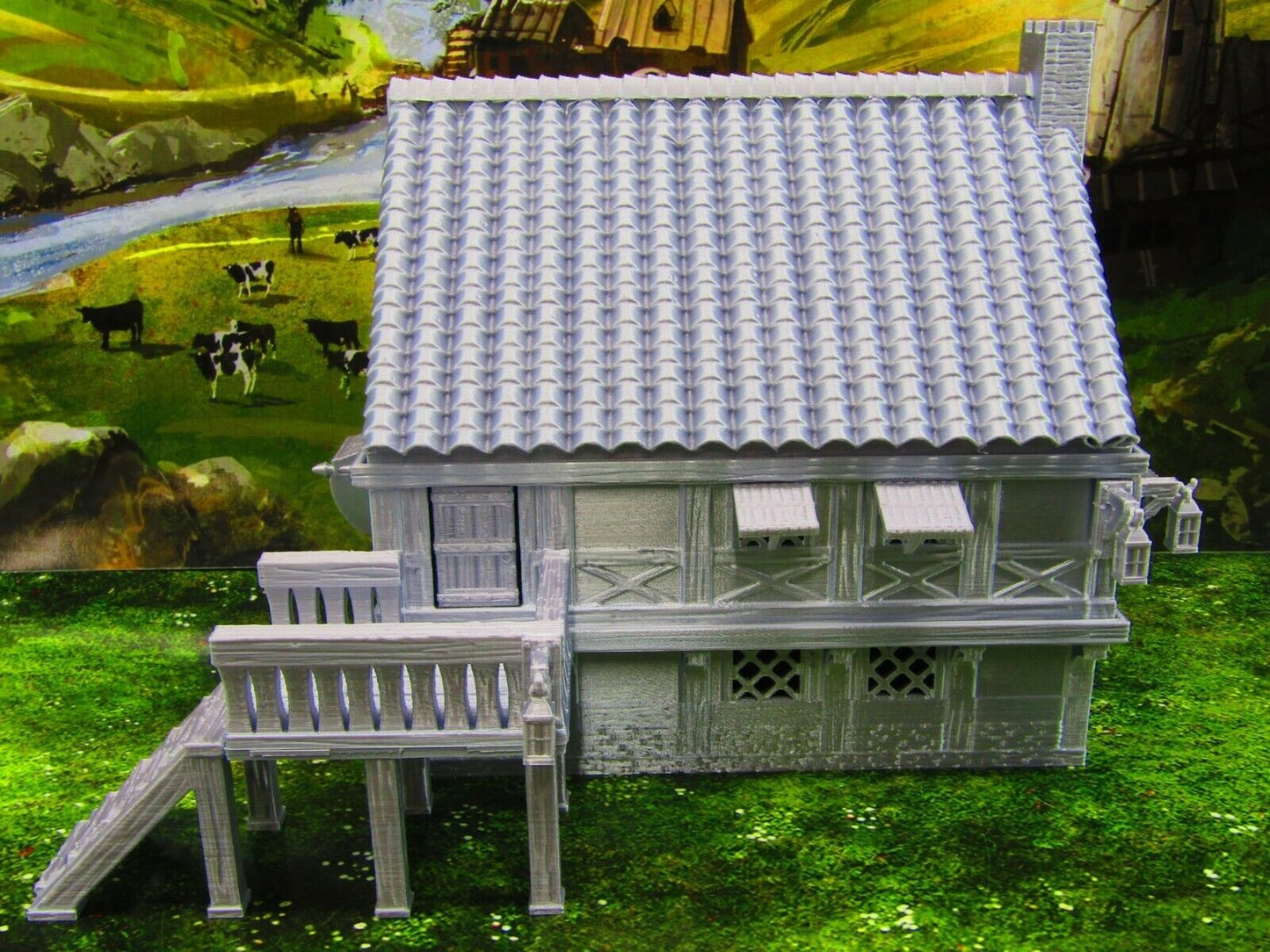 Two Story Tavern & Inn / House Scatter Terrain Scenery 3D Printed Model 28/32mm
