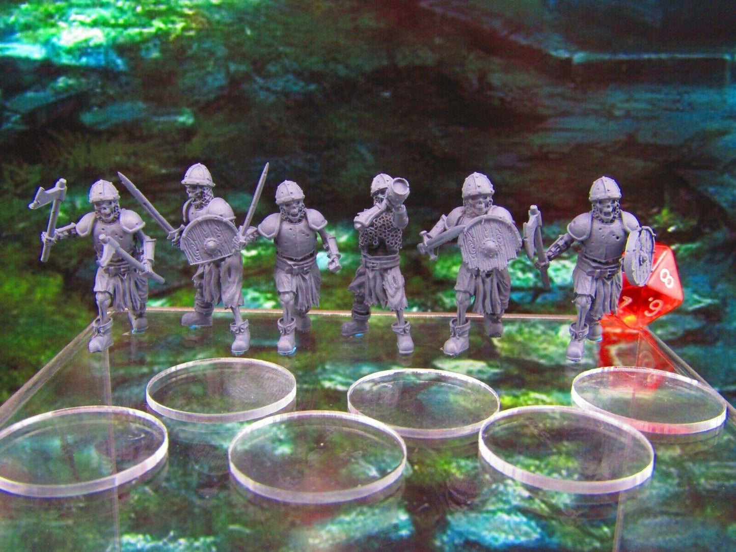 6pc Undead Skeletons Fighters Warriors Soldiers Mini Miniatures 3D Printed Model