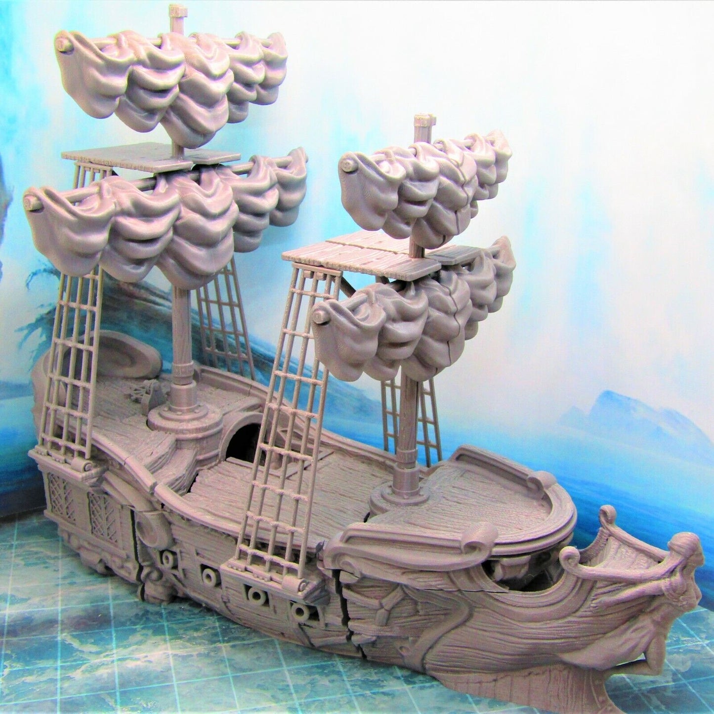 12" Tall Modular Pirate Ship Boat Scatter Terrain Scenery Sea Ocean War Gaming Cannons