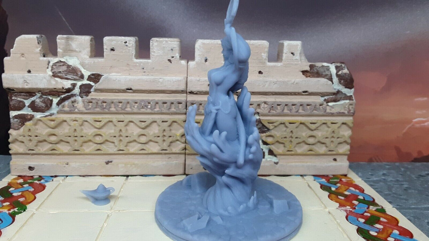 Water Genie Djinn W/ Lamp Mini Miniatures Figure Tabletop Game 3D Printed Resin