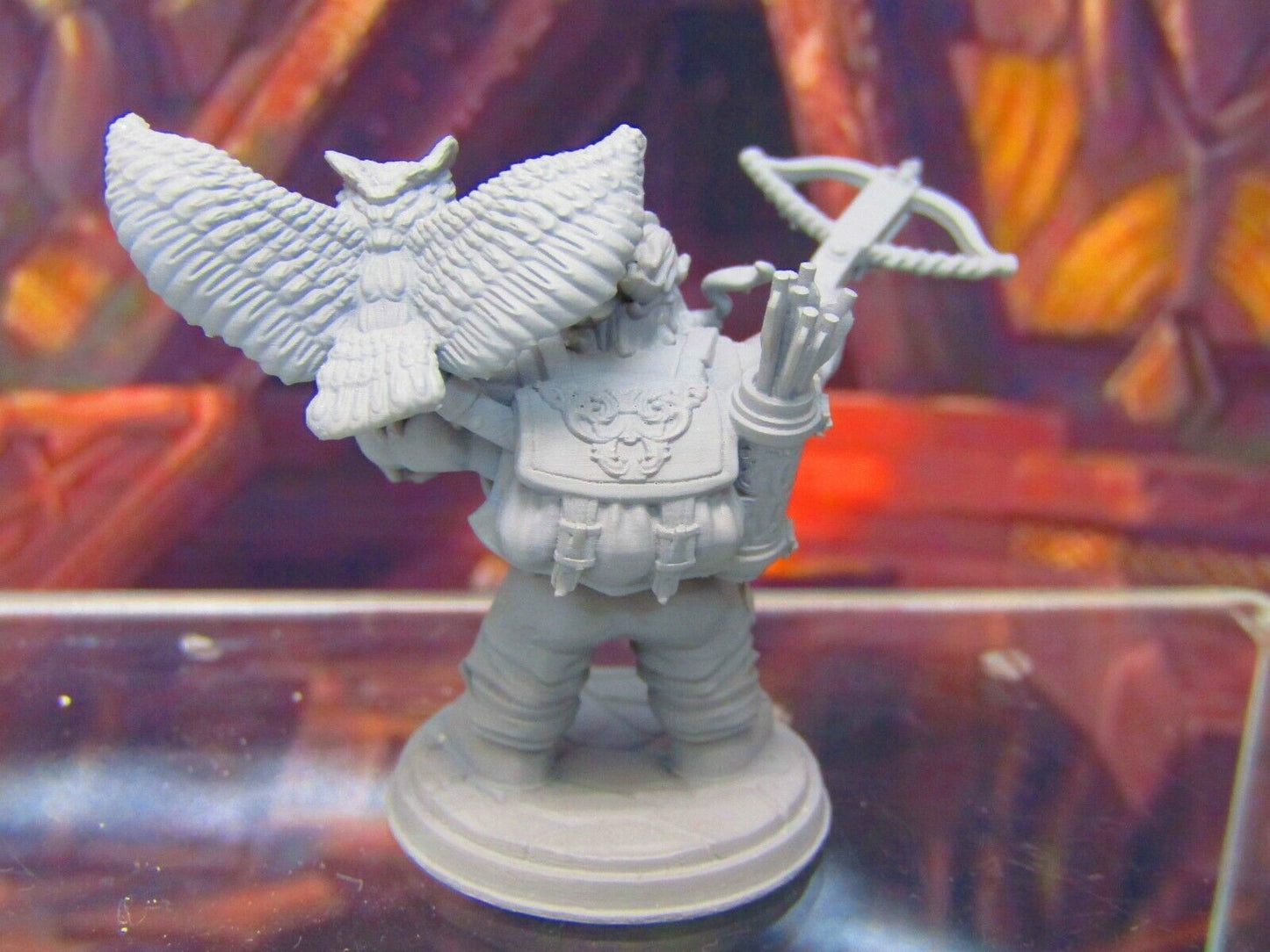 Dwarven Bowman Ranger w/ Owl Adventurer Mini Miniatures 3D Printed Model 28/32mm