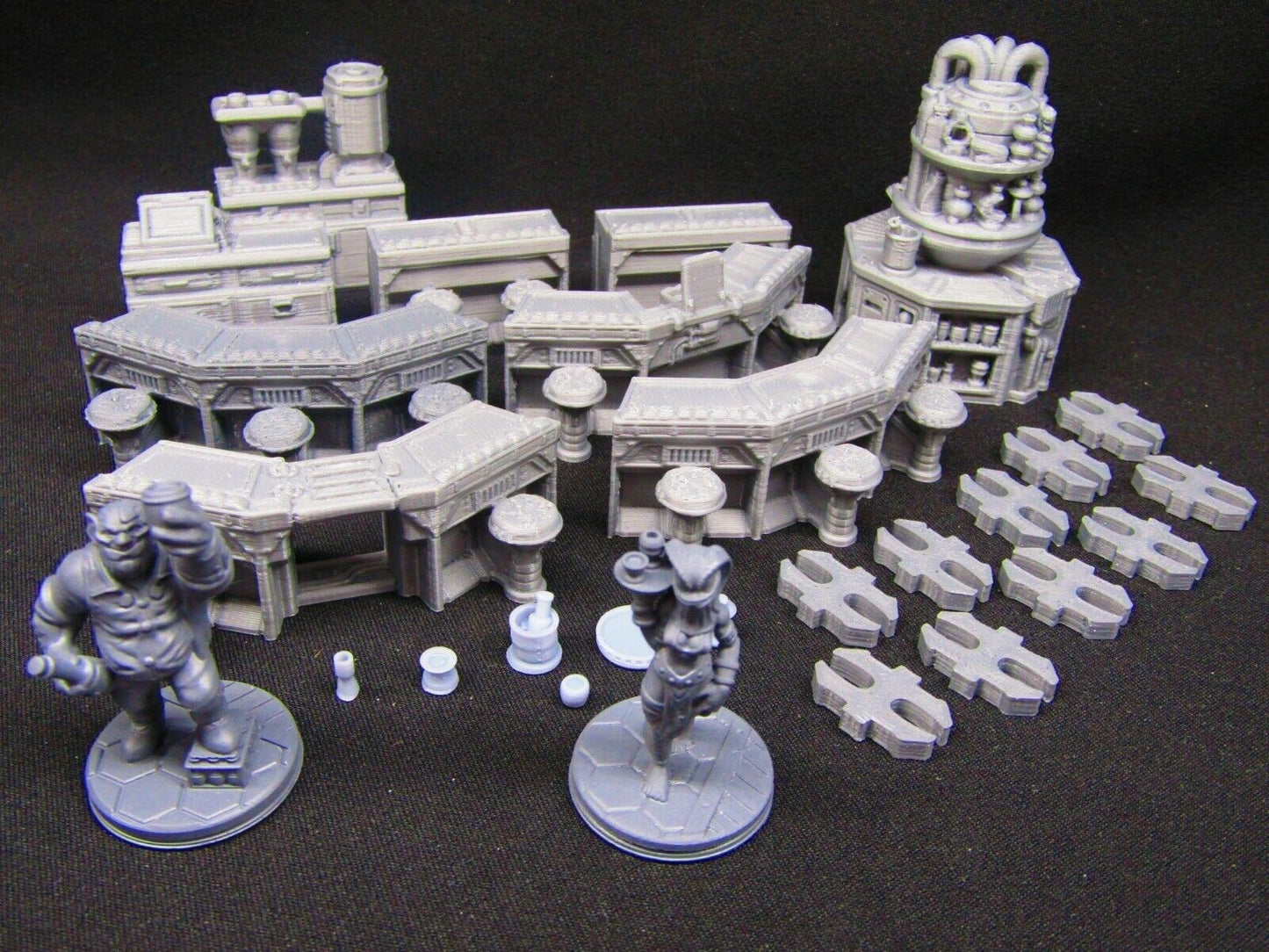 27pc Sci Fi Modular Bar Scenery Terrain Set w/ Mini Characters 3D Print