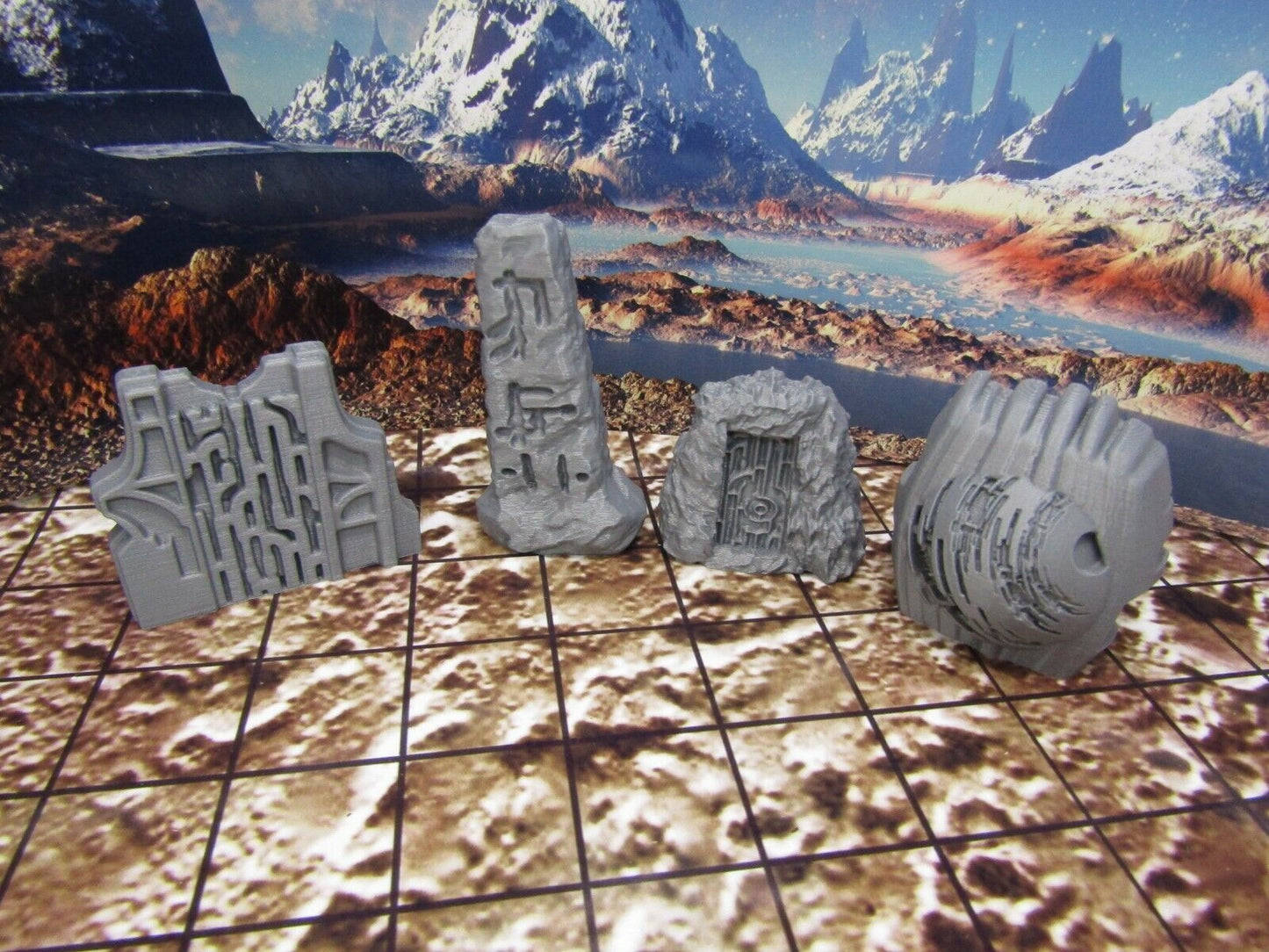 Runic Stone Relic Artifacts Scatter Terrain Scenery Miniature 3D Printed Model