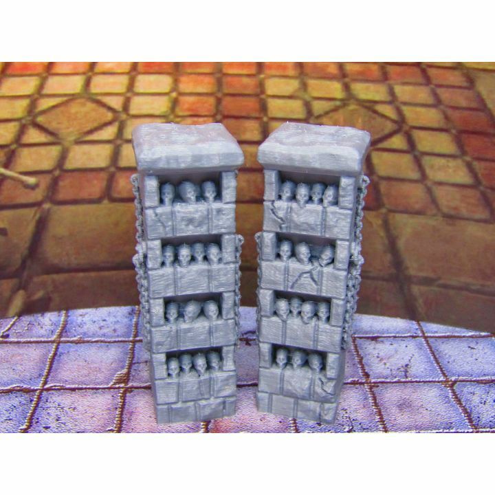 Pair of Skull Pillar Columns Shelves Scenery Scatter Terrain Props 3D Printed