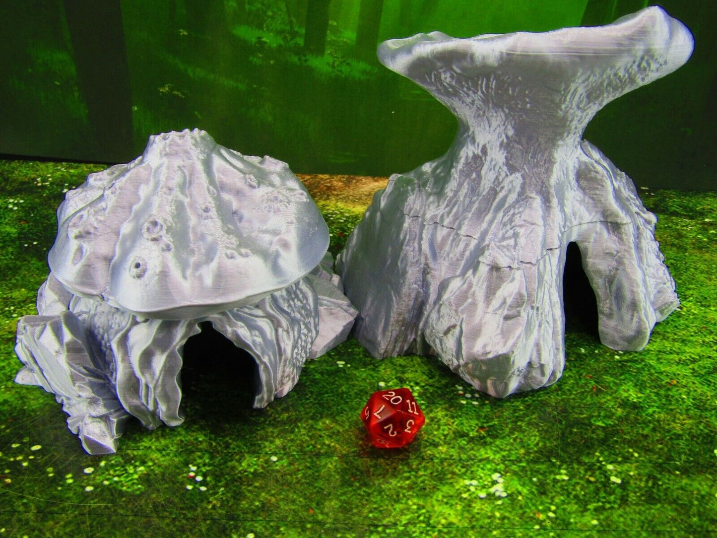 Pair of Mushroom Shroomie Myconid Houses Scatter Terrain Scenery Mini Miniature