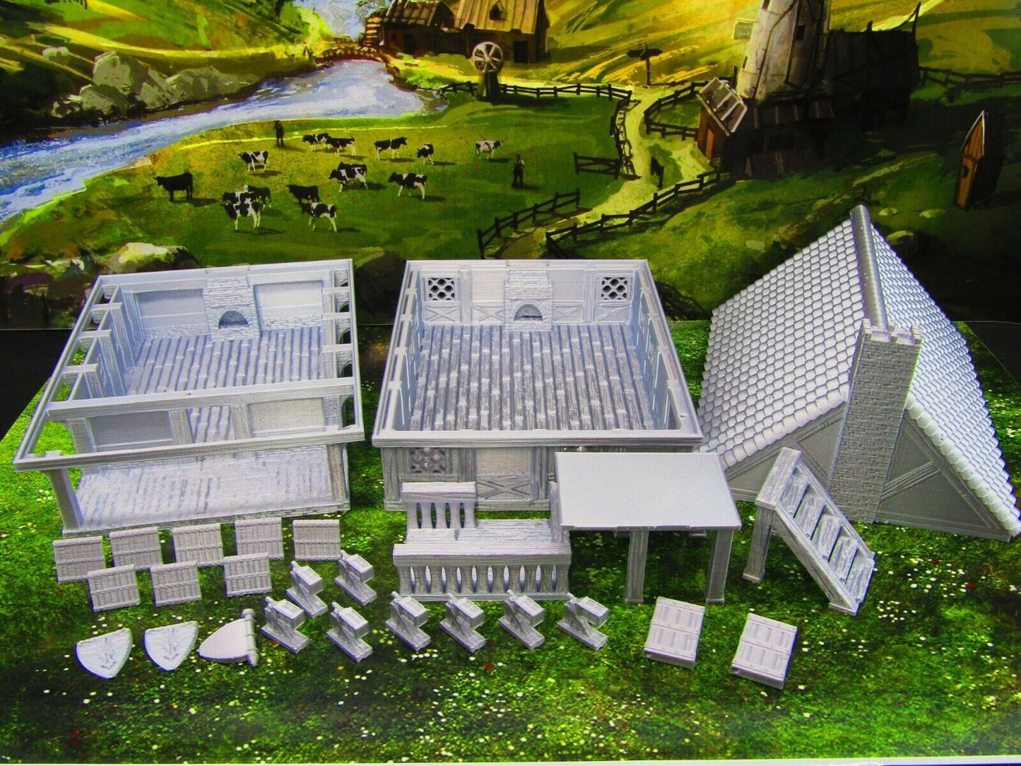 Two Story Tavern & Inn / House Scatter Terrain Scenery 3D Printed Model 28/32mm