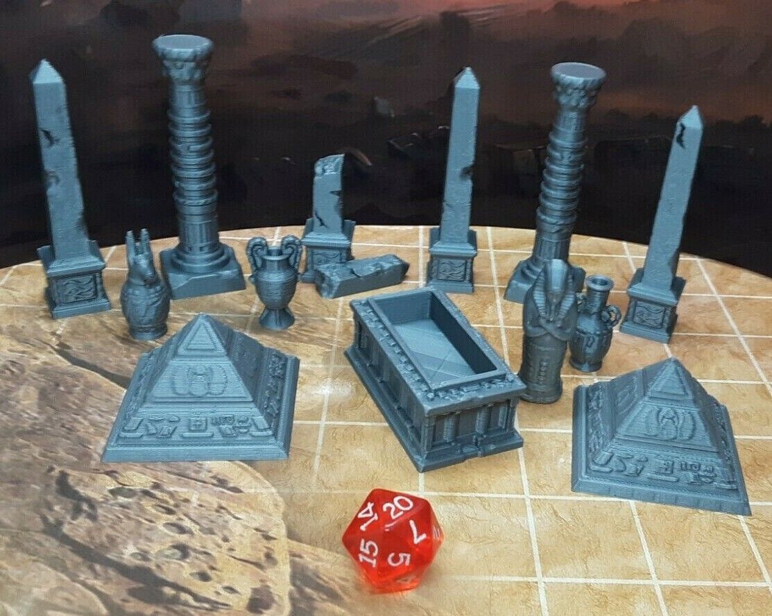 13 Piece Egyptian Tomb Decoration Set Mummy Pharaoh Scatter Terrain Scenery