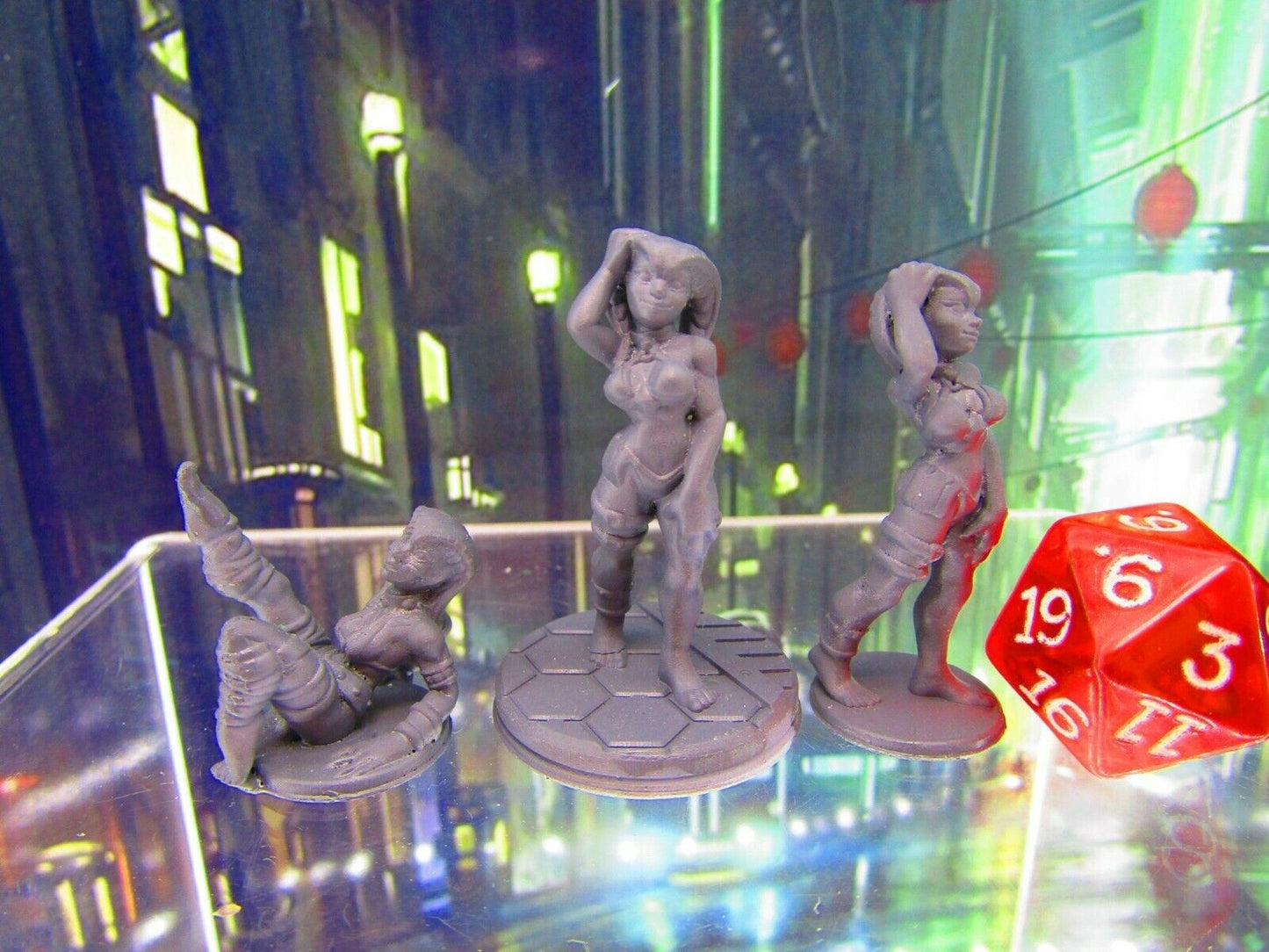 Alien Night Club Dancer Stripper w/ Holograms Mini Miniature Figure 3D Printed