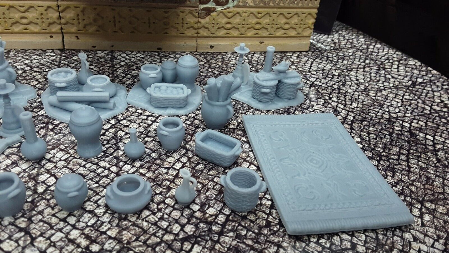 18 Piece Set Market Bazaar Shop Scatter Terrain Scenery Mini Miniatures Tabletop