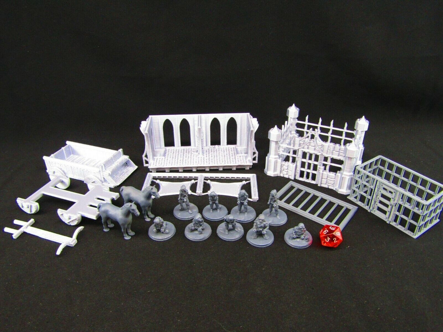 Slave Auction Block w/ Wagon & Prison Cell Scatter Terrain Scenery 3D Printed