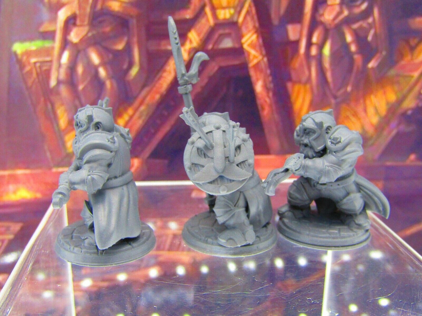 3pc Dwarf Spearmen Soldiers Fully Armored Mini Miniature Figure 3D Print DnD